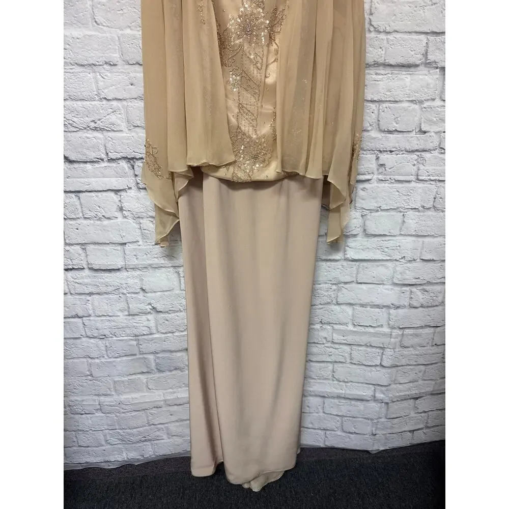 Montage Mon Cheri Mother of Bride Blush Dress Chiffon Jacket Beaded Detail - 16 - Picture 2 of 10